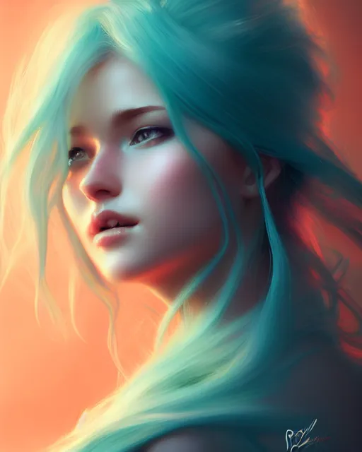 Prompt: portrait of a beautiful girl, flowy turquoise hair, cinematic lighting, highly detailed, digital painting, trending on artstation, pixiv, concept art, sharp focus, illustration, art by ross tran and wlop