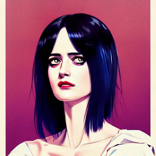 Prompt: eva green portrait as manga girl, realistic shaded perfect face, fine details. anime. realistic shaded lighting poster by ilya kuvshinov katsuhiro otomo ghost - in - the - shell, magali villeneuve, artgerm, jeremy lipkin and michael garmash and rob rey