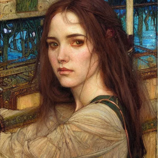 Prompt: a painting in the style of donato giancola, and in the style of john william waterhouse, and in the style of charles dulac. smooth, sharp focus, semi - realism.