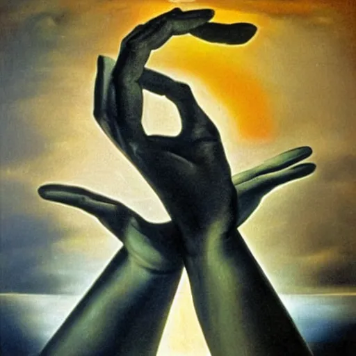 Prompt: the hand of god by dali