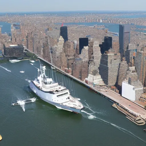 Prompt: view of New York warship marina