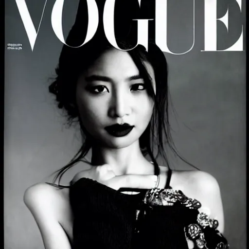 Prompt: a beautiful professional photograph by hamir sardar, herb ritts and ellen von unwerh for the cover of vogue magazine of a beautiful and unusually attractive tibetan female fashion model looking at the camera in a flirtatious way, zeiss 5 0 mm f 1. 8 lens