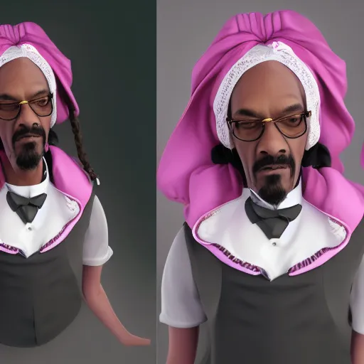 Image similar to Snoop Dogg in a maids outfit, hyperdetailed, artstation, cgsociety, 8k