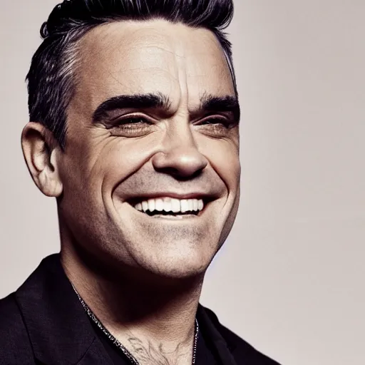 Image similar to robbie williams smiling portrait