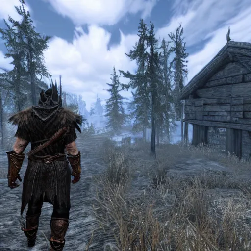 Prompt: Skyrim with better textures better graphics4K quality super realistic