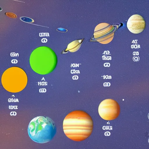 Prompt: diagram of the solar system, to scale