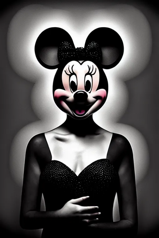 Prompt: glamour portrait of minnie mouse by lee jeffries, digital art, best on artstation