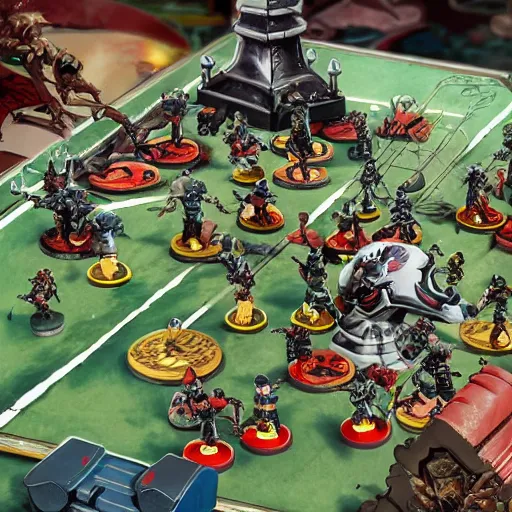 Prompt: blood bowl game in miyazaki anime, elves are playing versus humans, intense match, many casualties