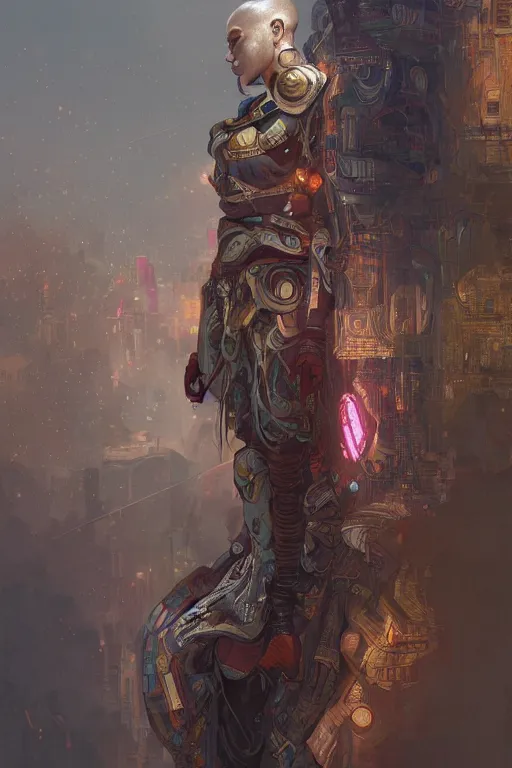 Image similar to Ultra realistic illustration, Cyborg Tibetan monk, cyberpunk, sci-fi, fantasy, intricate, elegant, highly detailed, digital painting, artstation, concept art, smooth, sharp focus, illustration, art by artgerm and greg rutkowski and alphonse mucha