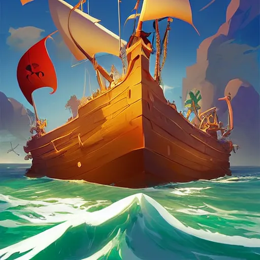 Image similar to painting treasure on sea of thieves game smooth median photoshop filter cutout vector, behance hd by jesper ejsing, by rhads, makoto shinkai and lois van baarle, ilya kuvshinov, rossdraws global illumination