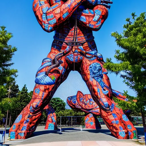 Prompt: colossal beautiful statue of number six in the middle of the children ninja park, ultradetails, intricate by by James Jean