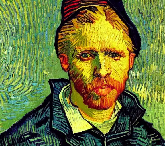 Image similar to portrait of tom odell as a market vendor by vincent van gogh