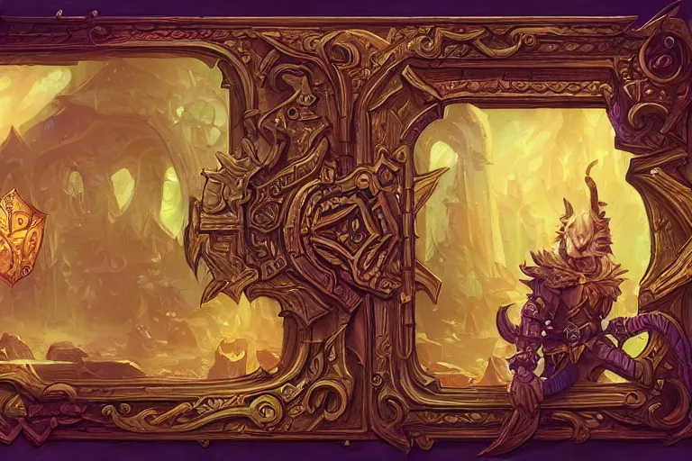 Prompt: book decorative border frame, d & d, fantasy, intricate, elegant, highly detailed, digital painting, artstation, illustration, hearthstone