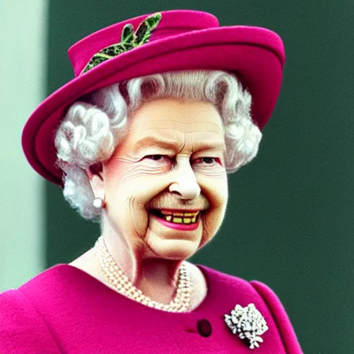 Prompt: picture of queen Elizabeth the lizard person