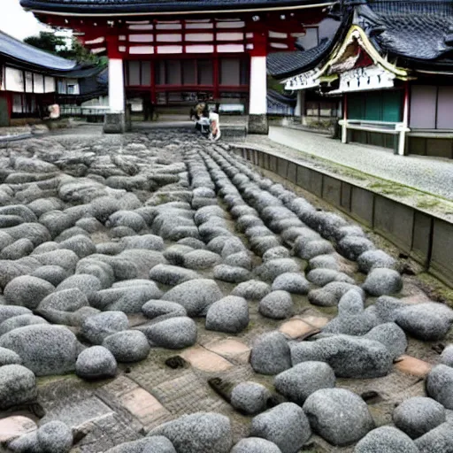 Image similar to japanese city but everyone there turns to stones