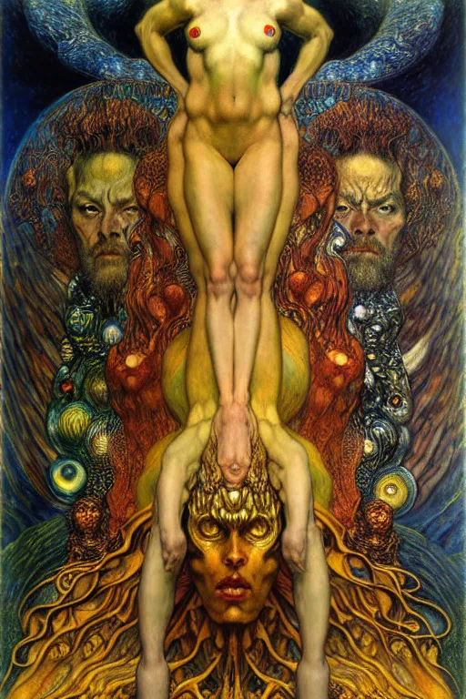 Image similar to Divine Chaos Engine by Karol Bak, Jean Delville, William Blake, Gustav Klimt, and Vincent Van Gogh, symbolist, visionary