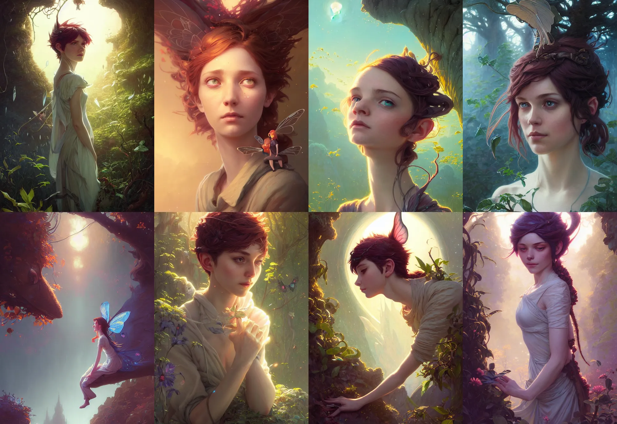 Prompt: highly detailed portrait of a pixie, stephen bliss, unreal engine, fantasy art by greg rutkowski, loish, rhads, ferdinand knab, makoto shinkai and lois van baarle, ilya kuvshinov, rossdraws, tom bagshaw, alphonse mucha, global illumination, radiant light, detailed and intricate environment