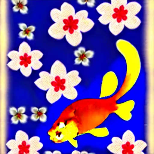 Image similar to cherry blossom koi carp fish japanese sakura graphic art