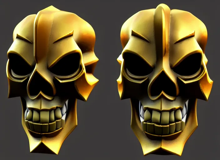 Prompt: gilded skull mask, stylized stl, 3 d render, activision blizzard style, hearthstone style, darksiders art style