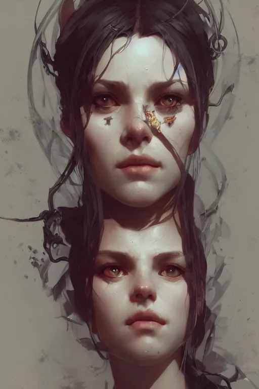 Prompt: A full portrait of a beautiful post apocalyptic inquisitor, intricate, elegant, highly detailed, digital painting, artstation, concept art, smooth, sharp focus, illustration, art by Krenz Cushart and Artem Demura and alphonse mucha