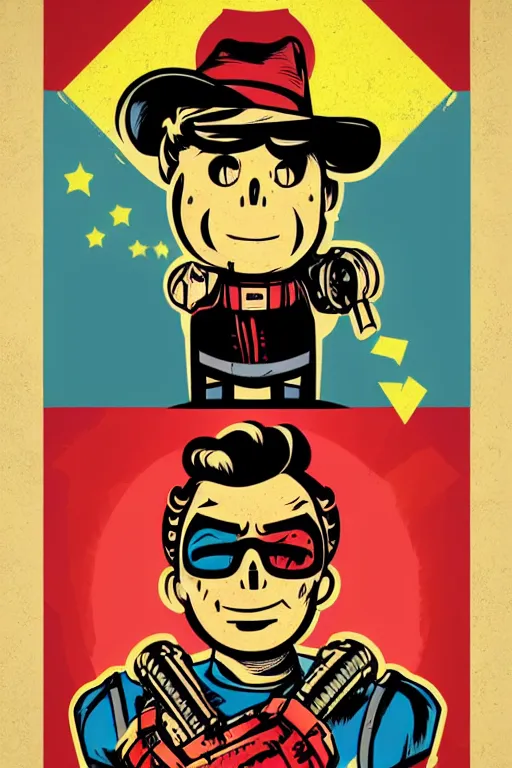 Image similar to fallout 7 6 retro futurist illustration art by butcher billy, sticker, colorful, illustration, highly detailed, simple, smooth and clean vector curves, no jagged lines, vector art, smooth andy warhol style