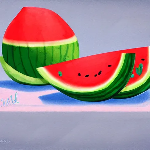 Image similar to A sad watermelon, dreaming of becoming a tank. @adss , digital art