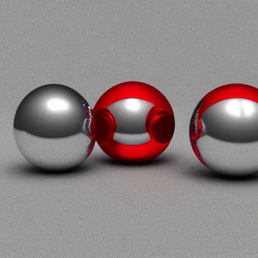 Prompt: chrome spheres on a red cube, 3d scan
