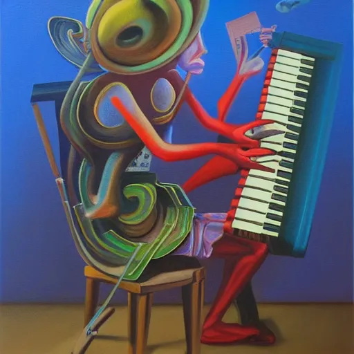 Image similar to music as a video game, oil and acrylic on canvas, surrealism, high detail