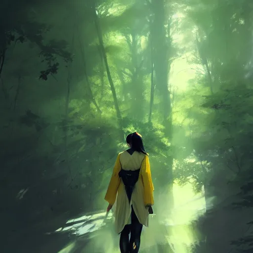 Image similar to green yellow white and black wren, reyezuelo listado, in avila pinewood, 4 k, concept art, by wlop, ilya kuvshinov, artgerm, krenz cushart, greg rutkowski, pixiv. cinematic dramatic atmosphere, sharp focus, volumetric lighting, cinematic lighting, studio quality