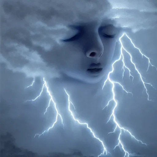 Image similar to killua zoldyck made by zdzisław beksinski, thunderstorm, lighting, blue, pose, 8 k, detailed, high quality, 8 k, detailed face, light