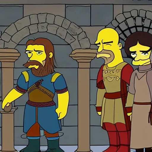 Prompt: the game of thrones, but animated like the Simpsons