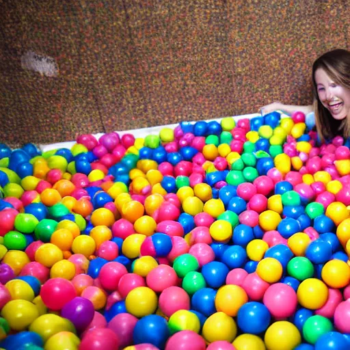 Image similar to a ball pit with human legs