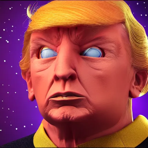 Prompt: portrait of Donald Trump as a ferengi from star trek. Octane render. 4k. High detail