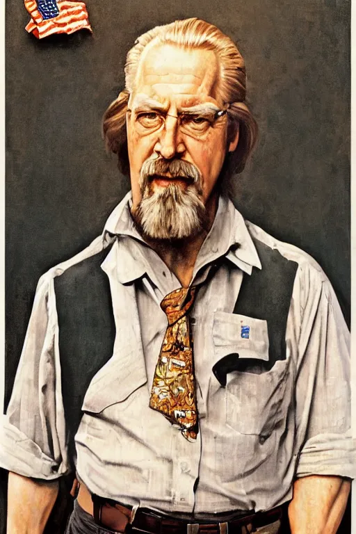 Image similar to The Dude from the movie The big Lebowski painted by Norman Rockwell