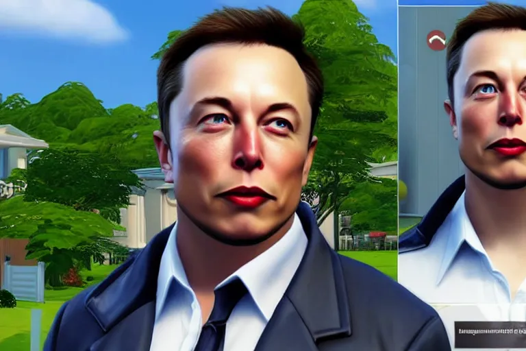 Image similar to a screenshot of elon musk in the video game in the sims. character customization, close up, 3 d rendering. unreal engine. amazing likeness. very detailed.