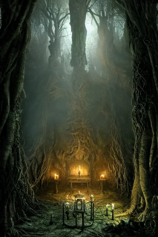 Image similar to draug at the crypt in the forest, intricate, ethereal, by luis royo, hyper detailed, weta digital, ray trace, unreal engine, trending on artist, beautifully lit, cinematic, soft light, photorealistic, volumetric, realistic, glossy, 8 k post - production, masterpiece, luxury, smooth