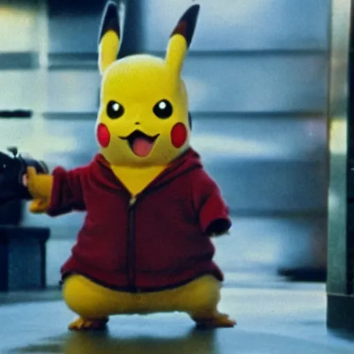 Prompt: pikachu plays bruce willas in die hard