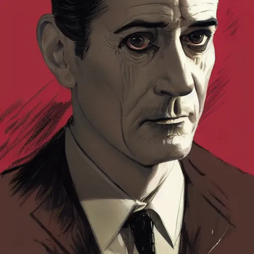 Prompt: a beautiful portrait of Agent Cooper by Greg Rutkowski and David Mack and Brian Bolland, Twin Peaks, trending on Artstation