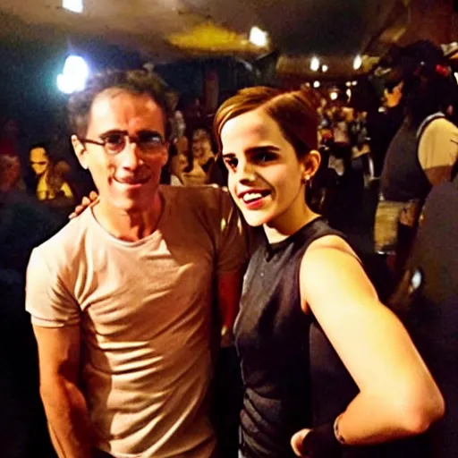 Image similar to a selfie of emma watson with ironman