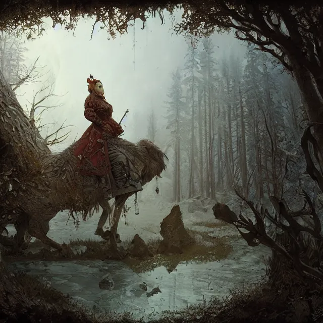 Image similar to russian folk fairytale, story, fable, dramatic, fantasy art, matte painting, an ultrafine detailed painting, academic art, ornate, inticate, elegant, sharp focus, artstation, by pavel korin, viktor vasnetsov, greg rutkowski