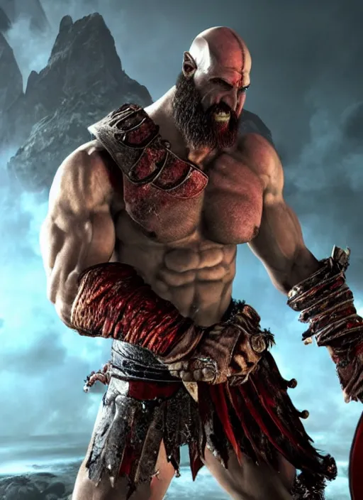 muscular armored screaming kratos rocking out on a | Stable Diffusion ...