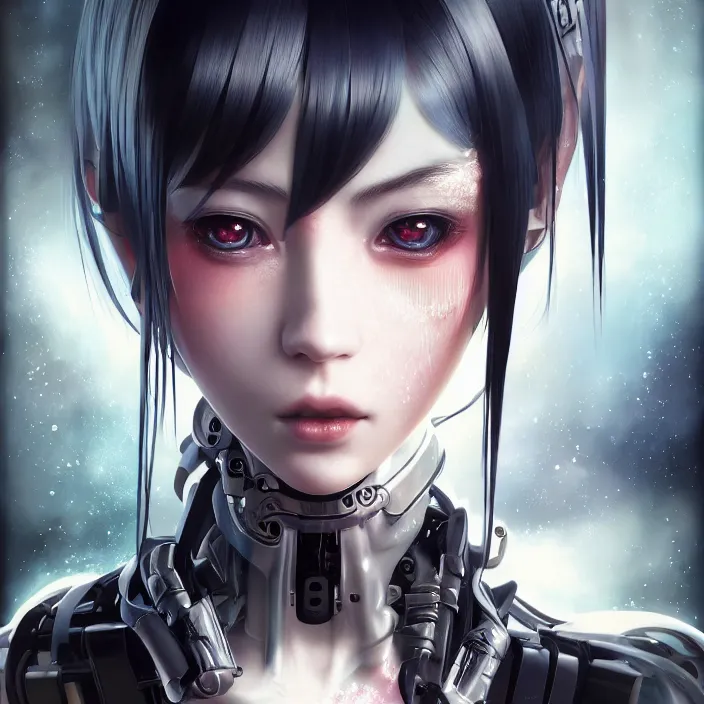 Image similar to symmetrical anime cyborg - by tom bagshaw, by ilya kuvshinov, rtx rendering, octane render 1 2 8 k, maya, extreme high intricate details by wlop, digital anime art by ross tran, medium shot, close up shot, composition by sana takeda, dramatic lighting by greg rutkowski, 8 k, trending on artstation