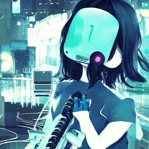 Image similar to Frequency indie album cover, luxury advertisement, white, indigo and teal colors. highly detailed post-cyberpunk sci-fi close-up schoolgirl in asian city in style of cytus and deemo, mysterious vibes, by Ilya Kuvshinov, by Greg Tocchini, nier:automata, set in half-life 2, beautiful with eerie vibes, very inspirational, very stylish, with gradients, surrealistic, postapocalyptic vibes, depth of filed, mist, rich cinematic atmosphere, perfect digital art, mystical journey in strange world, bastion game, arthouse