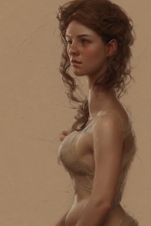 Image similar to beautiful natural coy cottagecore peasant maiden master life drawing, intricate, elegant, highly detailed, digital painting, artstation, concept art, smooth, sharp focus, illustration, art greg rutkowski