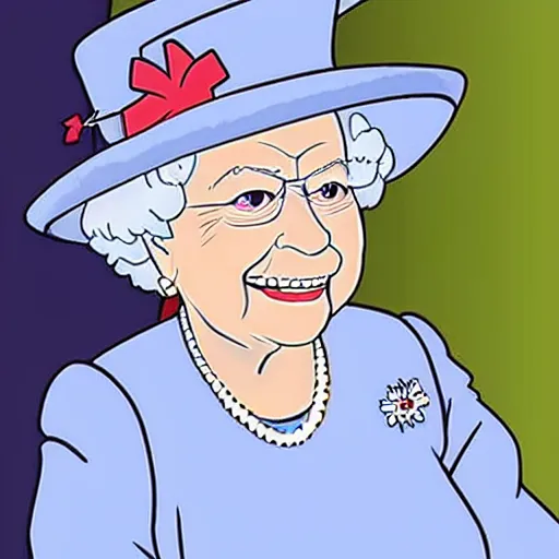 Image similar to queen elizabeth is an anime girl in the style of trigger animation