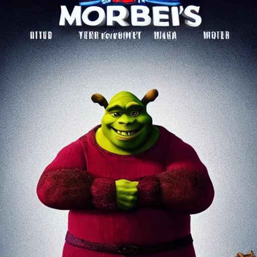 Prompt: Shrek in morbius poster