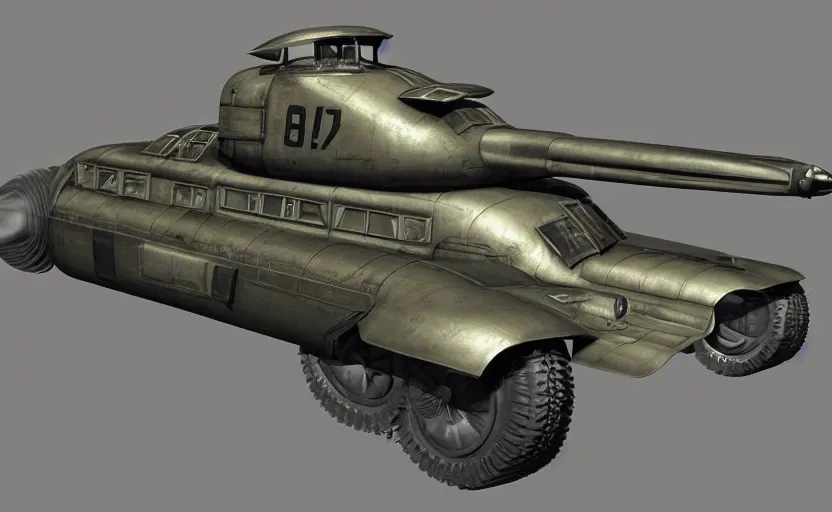 Prompt: a flying tank. daylight. art deco. dieselpunk. decopunk. 8K. detailed. photorealism. artstation. ultra realistic