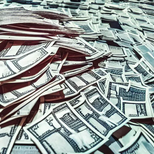 Image similar to Deutsche Bahn train, piles of money