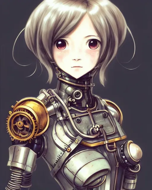 Image similar to portrait Anime Girl in mechanical armor steampunk cute-fine-face, pretty face, realistic shaded Perfect face, fine details. Anime. Bioshock steampunk realistic shaded lighting by katsuhiro otomo ghost-in-the-shell, magali villeneuve, artgerm, rutkowski Jeremy Lipkin and Giuseppe Dangelico Pino and Michael Garmash and Rob Rey