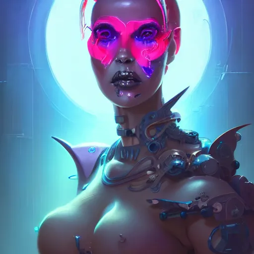 Image similar to a portrait of a nubile cybernetic duchess of hell, cyberpunk concept art by pete mohrbacher and wlop and artgerm and josan gonzales, trending on artstation, deviantart, unreal engine, highly detailed, intricate, sharp focus, digital art, 4 k uhd image